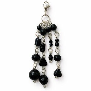 Black Beaded Charm - Keychain Bag Charm Zipper Pull | Minimalist Goth Alt Y2K